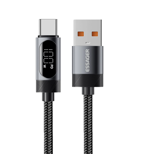 Cablu de încărcare rapidă 100W USB C și USB A cu afișaj LED 7A USB2.0 480 Mbps Cablu de 1 m pentru încărcare rapidă și transfer de date de mare viteză