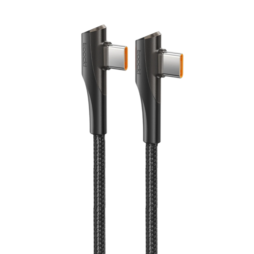 Cablu de încărcare rapidă dublu USB C 2 m PD 100W Conector 90° Cablu tip C Cablu de date 5A 480 Mbps pentru încărcarea și transferul de date