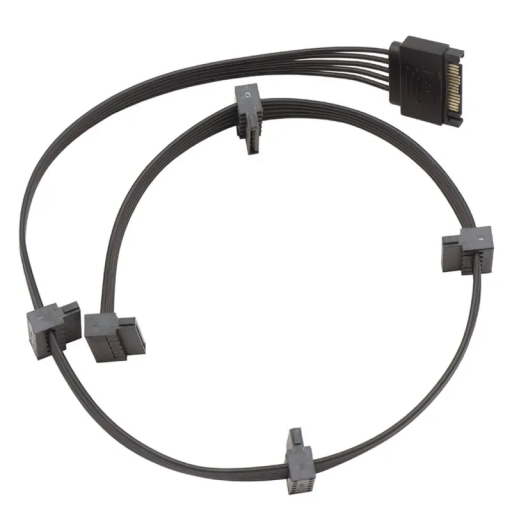 Cablu SATA cu 15 pini, 62 cm, 1 mascul la 5 femele, pentru hard disk, SSD, HDD, server, computer, extensie de alimentare