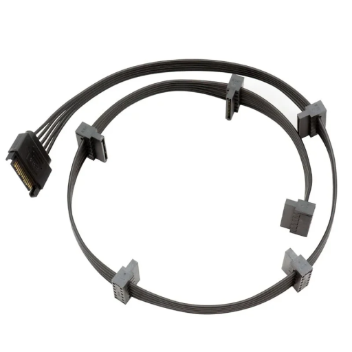 Cablu Splitter de alimentare SATA cu 15 pini, 1 mascul la 6 femele, 72 cm, pentru SSD HDD, hard disk-uri, extensie de alimentare, accesorii pentru computer