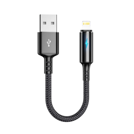 Cabo curto de carregamento rápido 25 cm USB A para Lightning 3A carregamento rápido iPhone dispositivos iOS sincronização de dados cabo de dados compacto viagem comprimento