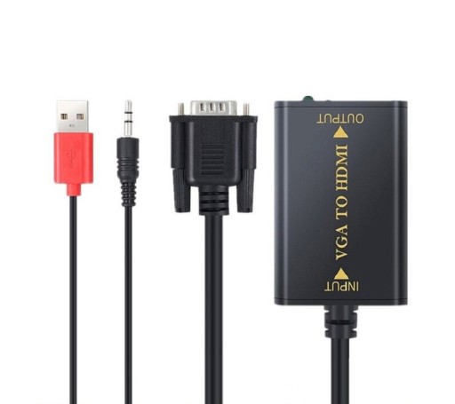 Cabo de ligação VGA para HDMI com conector de áudio