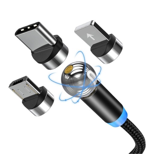 Cabo USB magnético com conector rotativo