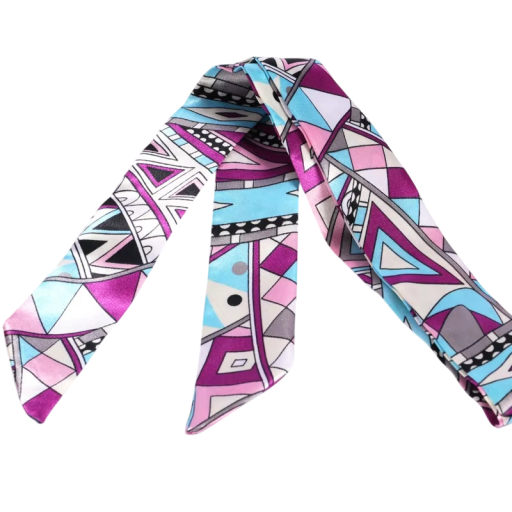 Cachecol feminino abstrato 4 × 100 cm Pequeno longo fino acessório de moda multifuncional Cachecol para a cabeça Faixa para o cabelo Adorno de bolsa