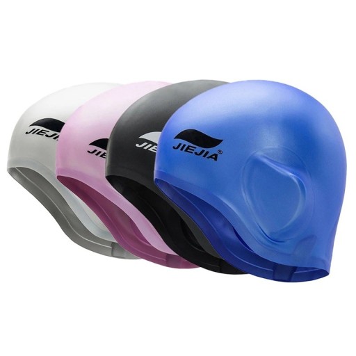 Căciulă de înot din silicon JIEJIA cu protecție pentru urechi, formă 3D și clemă nazală 22 x 21 x 19 cm, silicon alimentar pentru înot și piscină