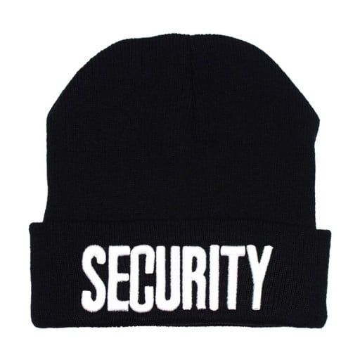 Căciulă tricotată de iarnă cu inscriptionat Security Neagră cu margine răsucită Acril care nu irită Mărime universală Circumferința capului 55