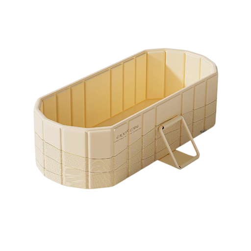 Cadă pliabilă 150 x 50 x 55 cm structură din PVC impermeabil cu suport bej cadă portabilă pentru întregul corp băi reci și calde acasă