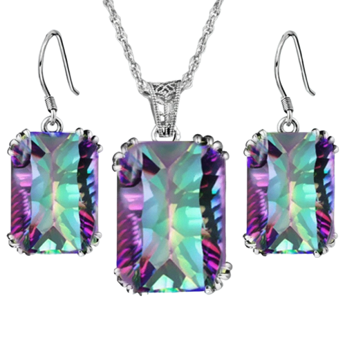 Cadeauset voor dames: ketting en oorbellen met decoratieve steen V185