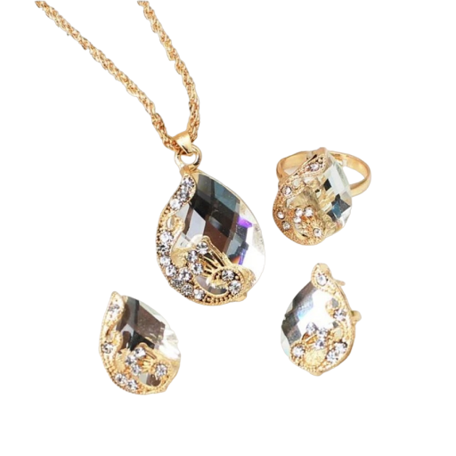 Cadeauset voor dames: ketting, oorbellen en ring V184