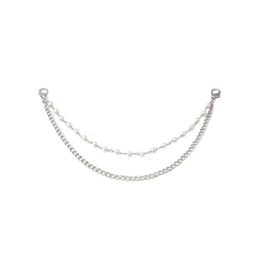 Cadeia decorativa dupla para mala com contas 26 x 31 cm Liga metálica Cadeia decorativa prateada para mala alça curta de substituição