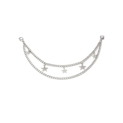 Cadeia decorativa dupla para mala com estrelas 26 x 31 cm Liga metálica Cadeia decorativa prateada para mala alça curta de substituição