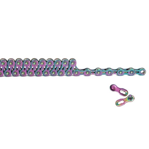 Cadena de bicicleta SL de 12 velocidades 1/2" x 11/128" 126 eslabones ligera de colores con eslabón rápido MTB de carretera