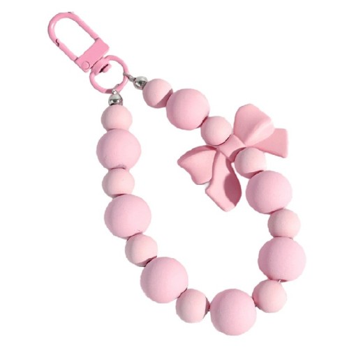 Cadena de cuentas para teléfono móvil 12,5 cm Correa decorativa rosa para teléfono Llavero para teléfono Móvil accesorio elegante