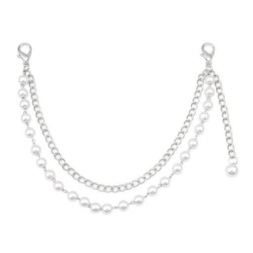 Cadena decorativa para bolso doble con línea de perlas Aleación metálica Cadena decorativa plateada para bolso asa corta de repuesto