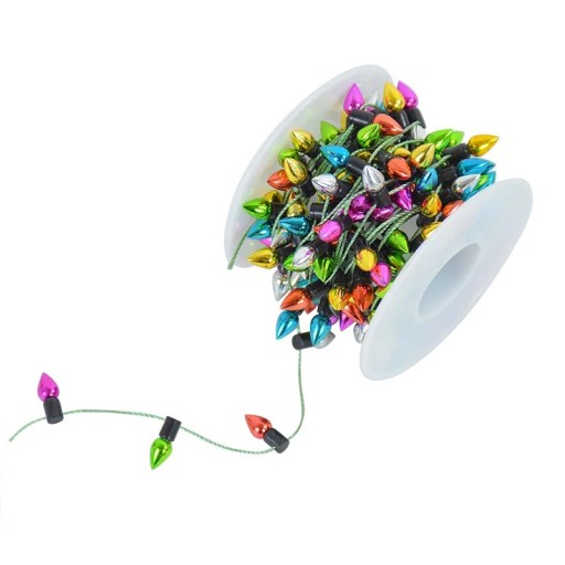 Cadena navideña de colores en forma de bombilla Guirnalda con luces artificiales Decoración para árbol de Navidad Cadena para árbol de Navidad Cadena de colores para árbol de Navidad sin luces 5 m