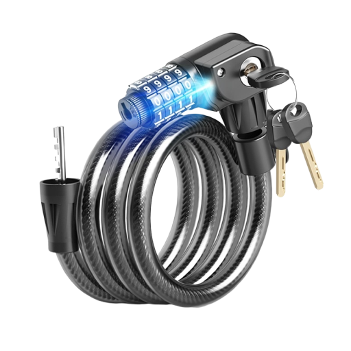 Cadenas à câble pour vélo avec lumière 110 cm