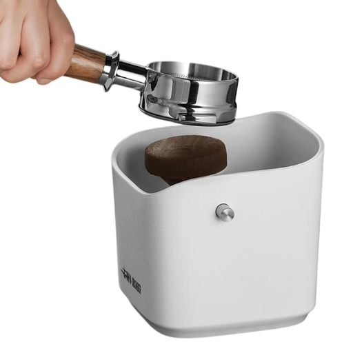 Cafetera de golpe cuadrada de 1,2 l de plástico ABS con barra de acero inoxidable extraíble y patas antideslizantes Barista recipiente para residuos de café