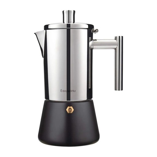 Cafetieră moka cu filtru 200 ml din oțel inoxidabil, potrivită pentru mașina de spălat vase, inducție și aragaz pentru prepararea cafelei acasă
