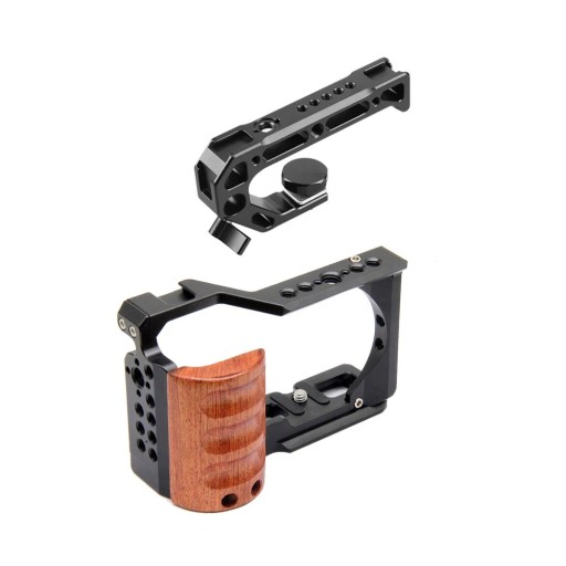 Cage Camera 12.8 x 4.1 x 8.3 cm Stabiliser with Wooden Top Handle Video Cage for Sony ZV-E10