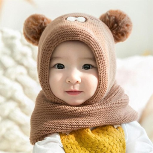 Cagoule d'hiver pour enfants avec motif d'ours