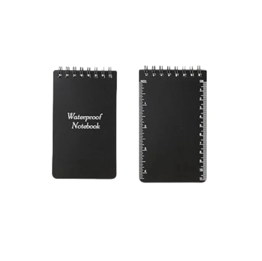 Caiet de buzunar impermeabil 7,6 x 12,7 cm, 100 de pagini, riglă spiralată, verso, blocnotes pentru exterior