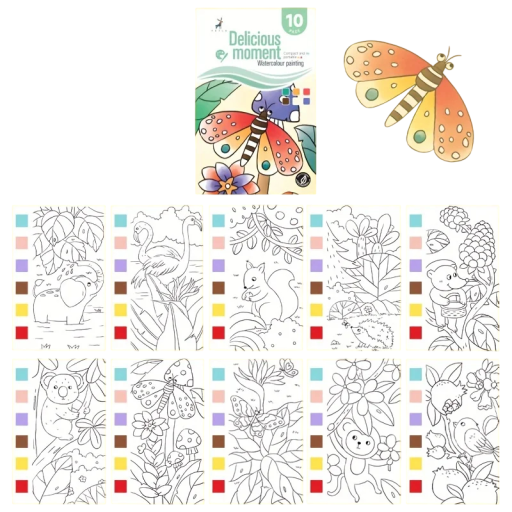 Caiete de colorat cu acuarele integrate 14,2 x 9,5 cm bloc de hârtie pentru pictură cu apă creație creativă pentru copii