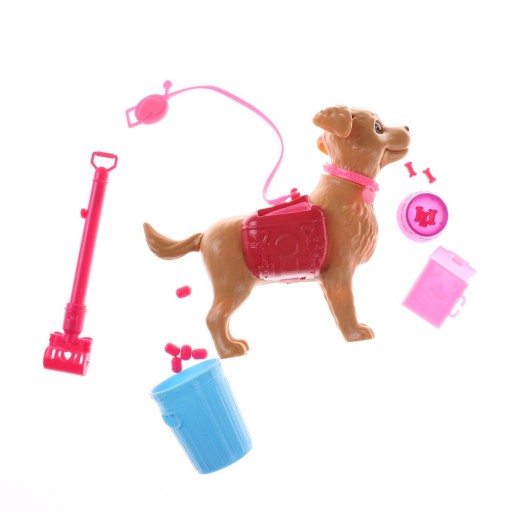 Câine pentru o păpușă cu accesorii