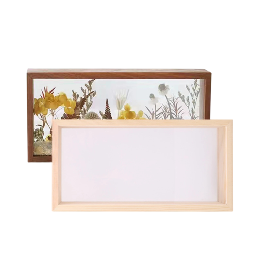 Caixa de madeira transparente para fotografias e pequenos objetos 26 x 13 x 5,5 cm acrílico e madeira decoração natural castanha para o interior