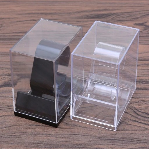 Caixa de plástico para relógios com tampa transparente cca 5,2 x 8,8 x 7,5 cm caixa de armazenamento e suporte para relógios e joias vitrine