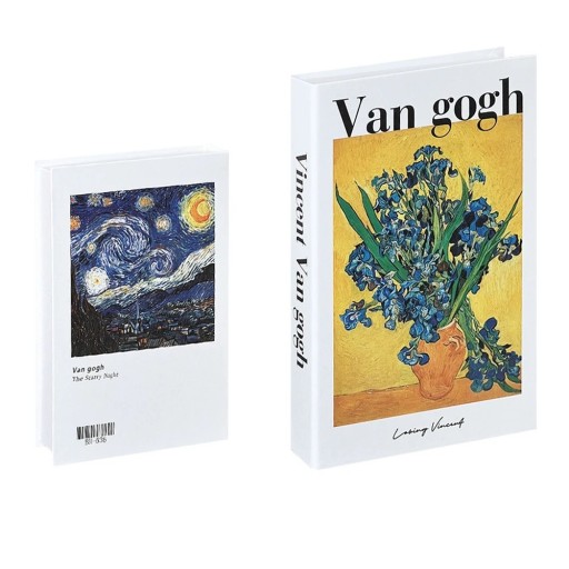 Caixa decorativa livro falso Van Gogh Livro de armazenamento aberto Refúgio secreto para a biblioteca Design com motivos de quadros