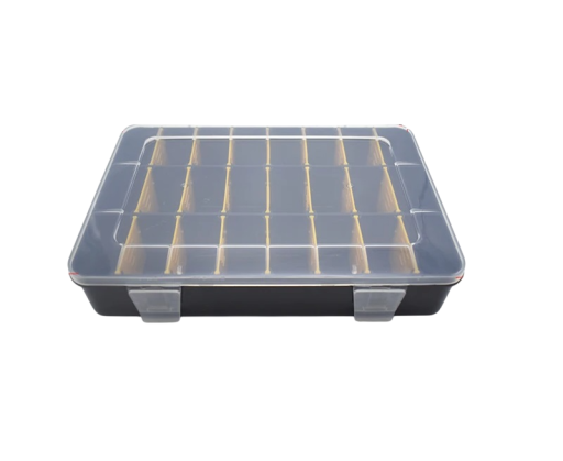 Caja de almacenamiento de tornillos, organizador de plástico, 24 compartimentos, caja pequeña para sujetadores, estuche de herramientas portátil, caja duradera de 20,2 x 13,5 x 3,8 cm