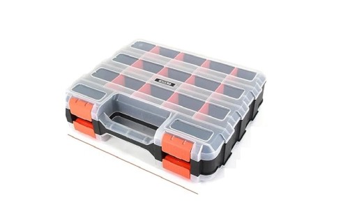 Caja de almacenamiento de tornillos Organizador de plástico con compartimentos Estuche para sujetadores Caja de herramientas portátil Caja de almacenamiento duradera 32,3 x 26,9 x 7,9 cm