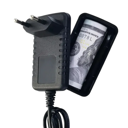 Caja de almacenamiento oculta en forma de enchufe europeo con cable largo Caja fuerte secreta para dinero y llaves Escondite discreto contra robos Hogar