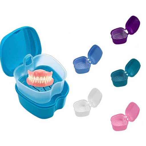 Caja para dentaduras postizas 8,5 x 8 x 6,5 cm Caja para guardar dentaduras postizas Con tapa Almacenamiento higiénico Práctica caja de viaje