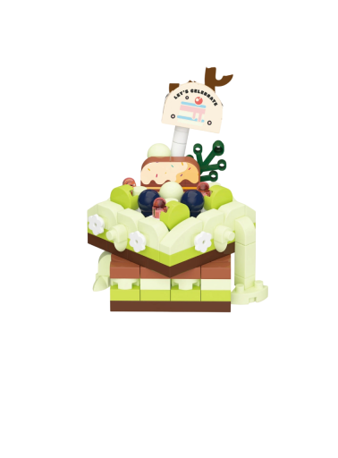 Cake Building Set 5×4.5×5.5 cm 193 Pieces Green-Brown Design with Fruit and Decoration Creative Mini Blocks for Detailed Crafting