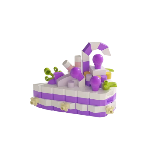 Cake Building Set of 140 Micro Bricks 4.0 x 4.15 x 4.55 cm Purple Dessert Mini Sweet Blocks Creative Gift for Children and Adults