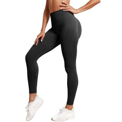 Calças de desporto femininas para ioga com cintura alta Leggings elásticas e confortáveis para fitness na ginásio Calças elásticas para exercício e ioga