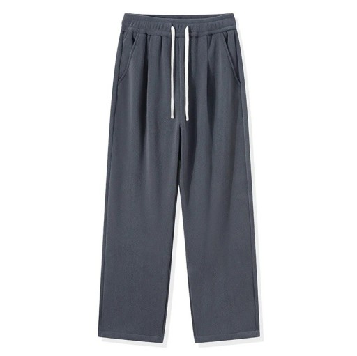 Calças de fato de treino para homem com interior felpudo, com bolsos, ajustáveis com cordão, poliéster, spandex, corte confortável
