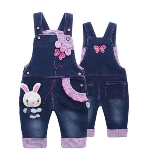 Calças de ganga para menina com estampado de coelho