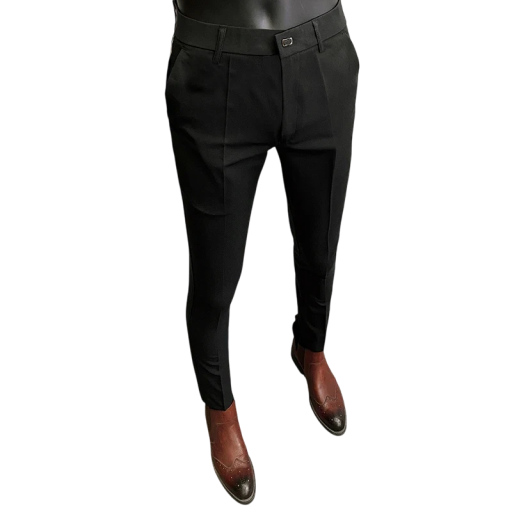 Calças sociais para homem com bolsos Unicolores Elegante corte reto ALGODÃO POLIÉSTER ESPANDEX Calças confortáveis para homens para o trabalho e ocasiões formais