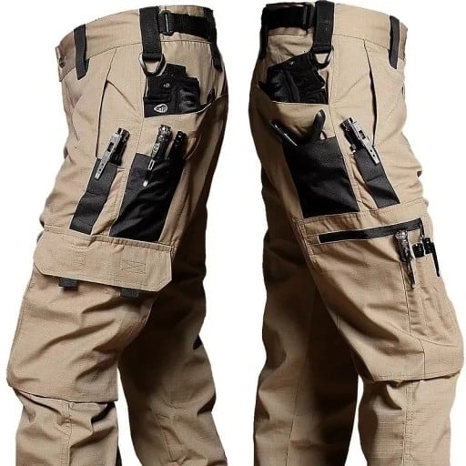 Calças Tácticas Impermeáveis para Homem Calças Cargo Resistentes com Várias Bolsas Calças de Exterior Material Resistente Roupa