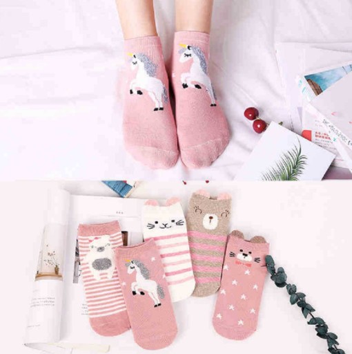 Calcetines de mujer con animales bordados - 5 pares