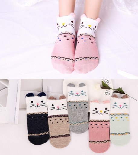 Calcetines de mujer con animales bordados - 5 pares