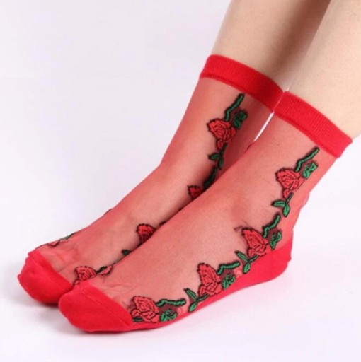 Calcetines de nailon para mujer con rosas