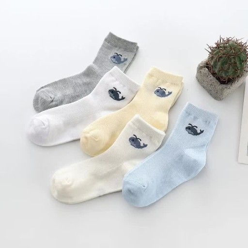Calcetines de rejilla para niños con ballena - 5 pares