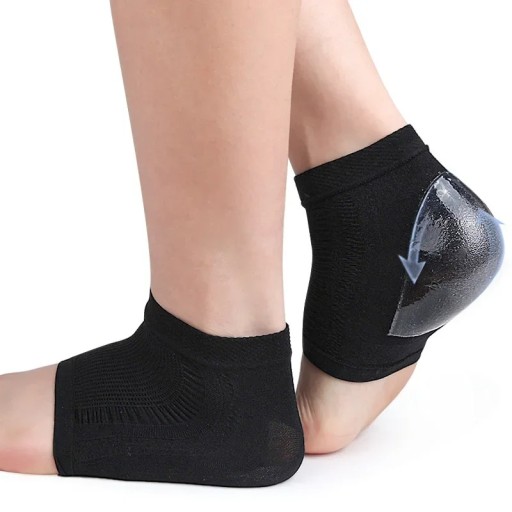 Calcetines de talón de gel hidratante con efecto antideslizante y alta elasticidad Contra grietas y callosidades Color negro