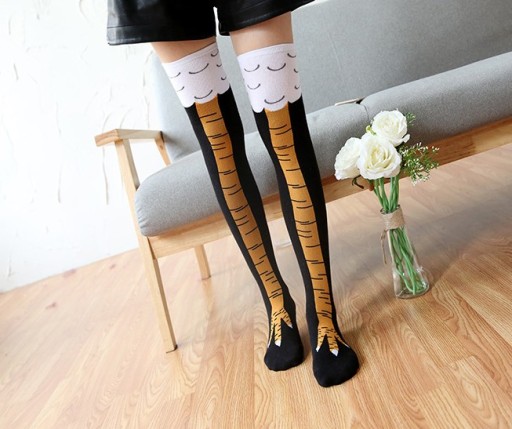 Calcetines hasta la rodilla divertidos para mujer - Garras de pollo