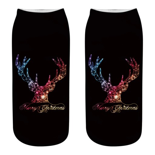 Calcetines navideños para mujer con estampado de ciervos en 3D