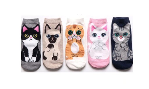 Calcetines tobilleros mujer gatitos - 5 pares