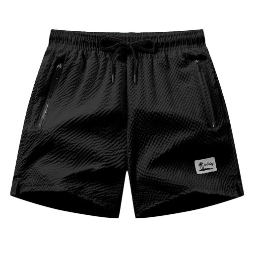 Calções de banho para homem com bolsos com fecho e rede interior, cintura elástica com cordão ajustável, calções de banho para a praia, piscina e férias